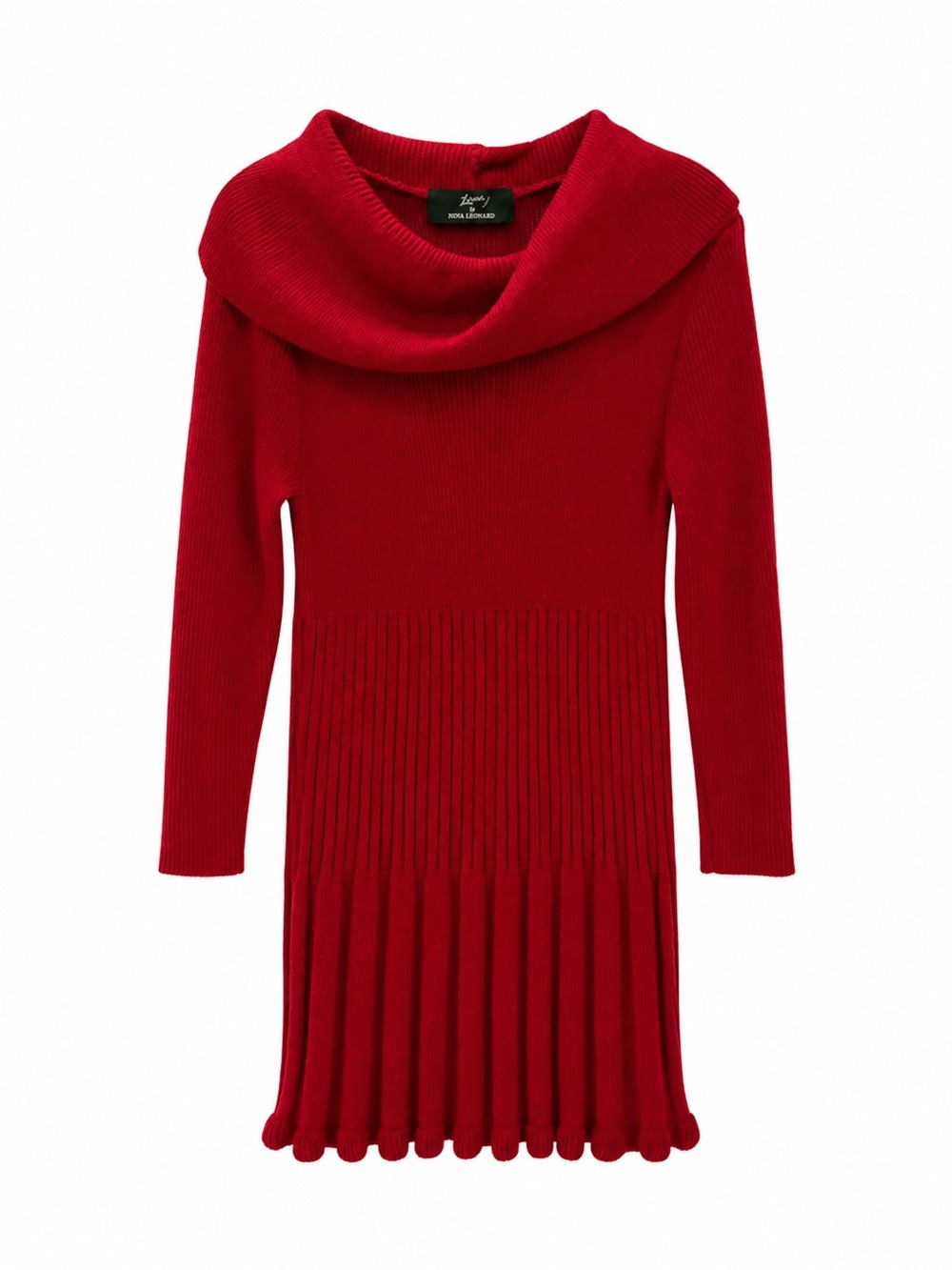 Red Cowl Neck Knit Dress, Lennie by Nina Leonard [Size Medium]